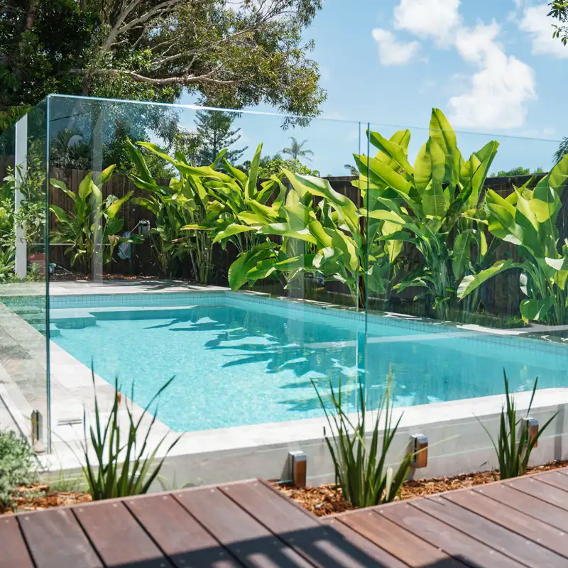 Custom Concrete Pool Sunshine Coast Custom Sunshine Coast concrete pool with frameless glass fencing