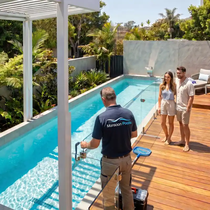 Concrete pool handover with Monsoon Pools on the Sunshine Coast