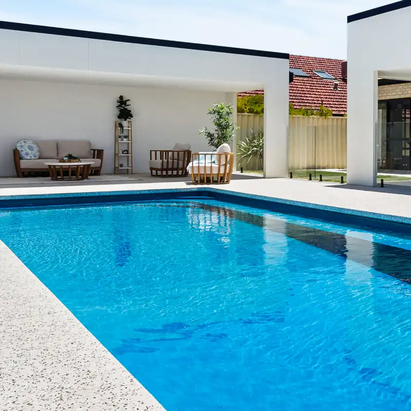 Landsborough Pool Builder | Fibreglass Swimming Pool | Monsoon Pools Modern fibreglass swimming pool built by a Landsborough pool builder for a Sunshine Coast home