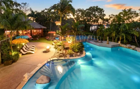 Custom concrete swimming pool at Makepeace Island Noosa built by Monsoon Pools