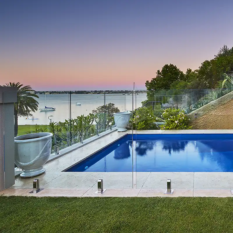 Stradbroke Series fibreglass pool overlooking a waterfront property