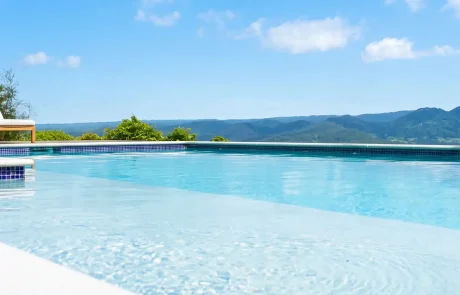 Sunshine Coast concrete pool with infinity edge and hinterland views