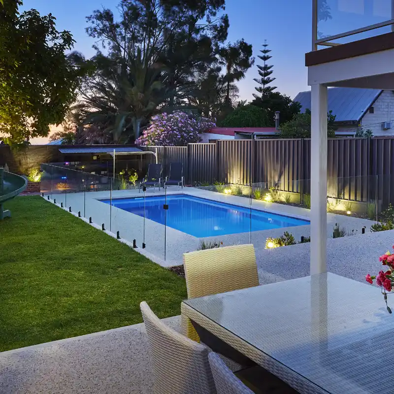 Fibreglass swimming pool built by Monsoon Pools within our Sunshine Coast pool builder service areas.