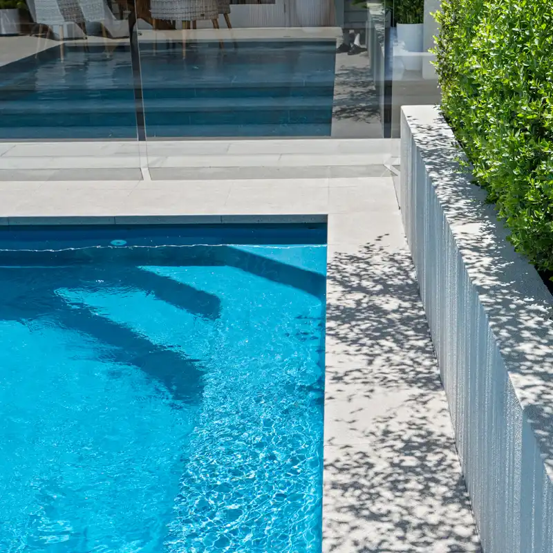 Modern fibreglass swimming pool built by a Sunshine Coast Hinterland pool builder for a lifestyle home